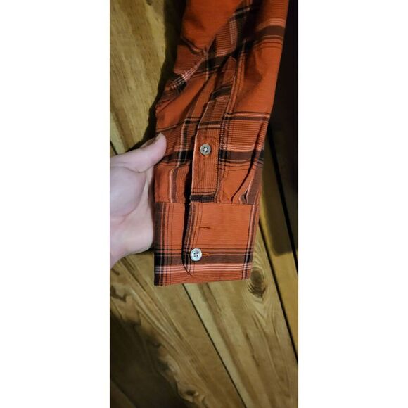 Siegfried plaid burnt orange/black long-sleeved button-down casual dress shirt - Picture 2 of 5